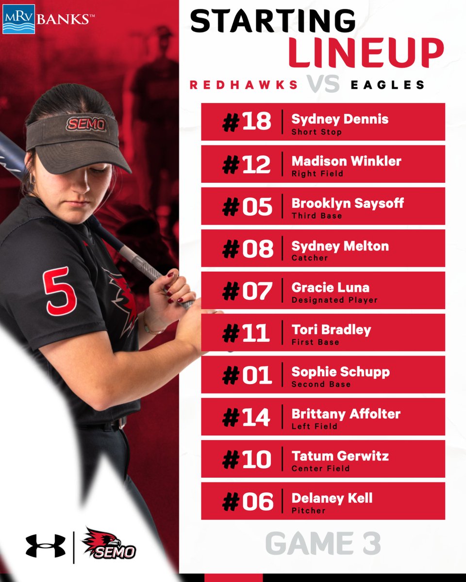 SENIOR DAY LINEUP🔥

Here is your Starting Lineup for Game 3 against the Morehead State Eagles. Presented by MRV Banks‼️

#FeelinRowdy