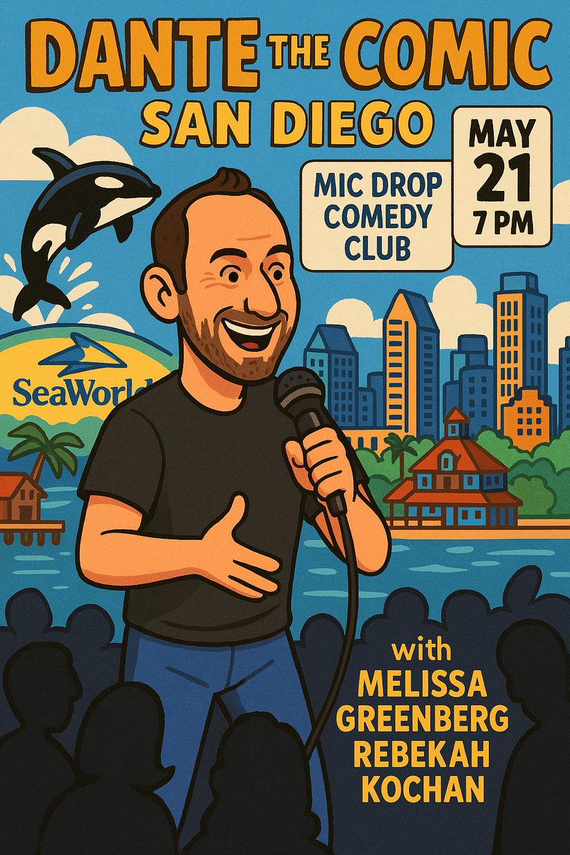 See me in San Diego Wednesday May 21st at 7pm in THE GOLD ROOM at The Mic Drop Comedy Club with Rebekah Kochan and Melissa Greenberg!!  <a href="/RebekahKochan/">Rebekah Kochan</a> <a href="/melissaisfunny/">Melissa Greenberg</a> 

micdropcomedysandiego.com/shows/305780