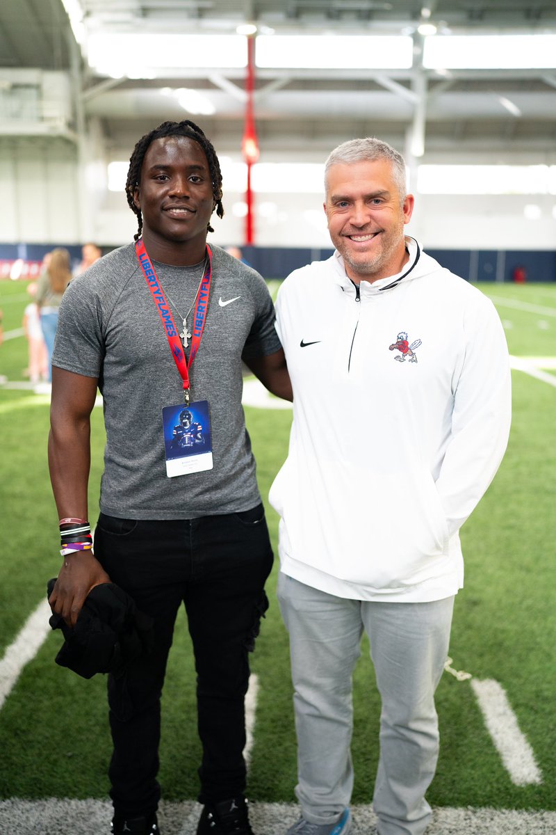 Kristan “Megatron” Moore (@_ktron11_) on Twitter photo Had an amazing time yesterday at <a href="/LibertyFootball/">Liberty Football</a>! Major thanks to all the coaches for having me! #GoFlames! 🔥
<a href="/teddyjgallagher/">Teddy Gallagher</a> <a href="/CoachLinam/">𝙅𝙤𝙨𝙝 𝙇𝙞𝙣𝙖𝙢</a> <a href="/Coach_D13/">Devon Doyle</a> <a href="/CoachNateHope/">Nate Hope</a> <a href="/CoachColtonKorn/">Colton Korn</a> Had an amazing time yesterday at <a href="/LibertyFootball/">Liberty Football</a>! Major thanks to all the coaches for having me! #GoFlames! 🔥
<a href="/teddyjgallagher/">Teddy Gallagher</a> <a href="/CoachLinam/">𝙅𝙤𝙨𝙝 𝙇𝙞𝙣𝙖𝙢</a> <a href="/Coach_D13/">Devon Doyle</a> <a href="/CoachNateHope/">Nate Hope</a> <a href="/CoachColtonKorn/">Colton Korn</a>