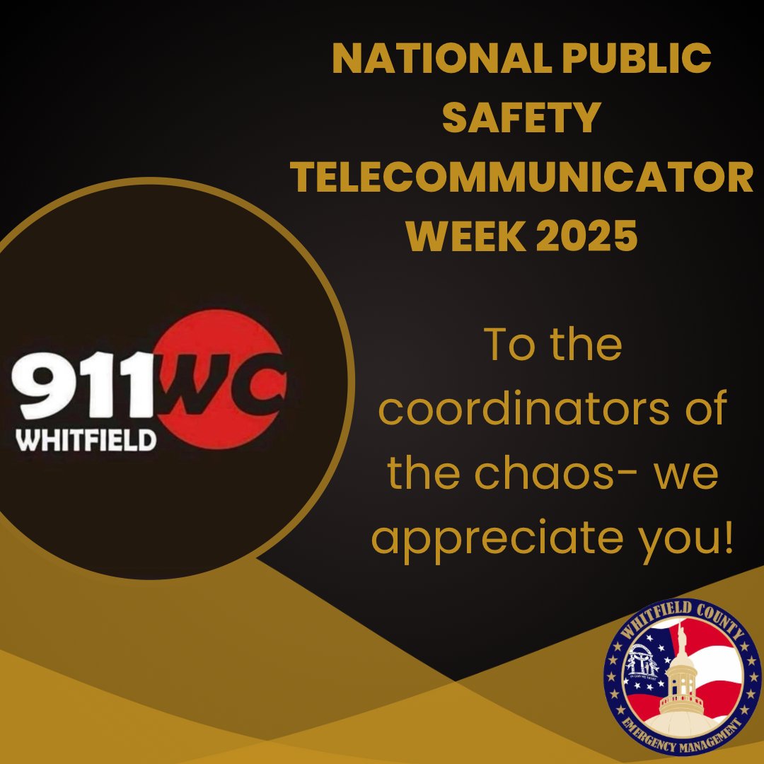 This week we celebrate the call taking, radioing, situational awareness providing, chaos coordinating, multitasking super heroes known as the women and men of Whitfield County 911. We may be biased but our dispatchers are some of the best in the nation. 🖤💛🖤