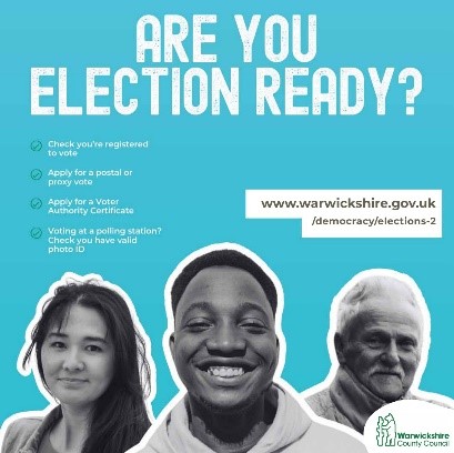 If you're unable to make it to the polling station on Thursday 1 May for Warwickshire County Council's local elections, don't worry - you can still have your say by voting by post or proxy. Discover more: warwickshire.gov.uk/news/article/6…