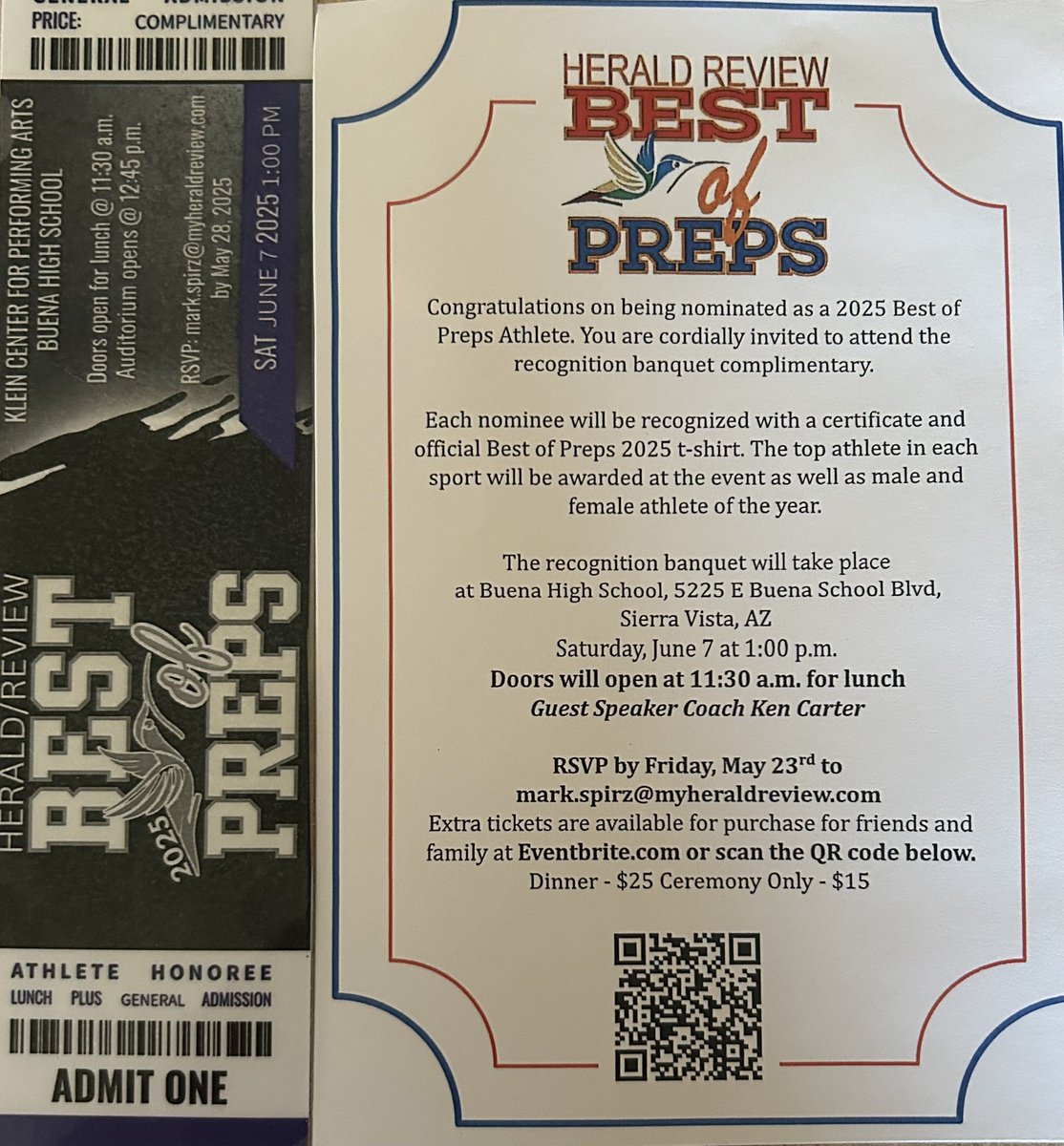 Cooper Kraus (@cooperkraus52) on Twitter photo Blessed and honored to be nominated for the 2025 Best of Preps Athlete by the Sierra Vista Herald Review <a href="/myheraldreview/">My Herald Review</a>!!!
Special thanks to Sports Editor Bruce Whetten and Photographer Mark Levy for covering our games this last season!
Cooper Kraus
#52 Inside LB
6’-1” 210lbs Blessed and honored to be nominated for the 2025 Best of Preps Athlete by the Sierra Vista Herald Review <a href="/myheraldreview/">My Herald Review</a>!!!
Special thanks to Sports Editor Bruce Whetten and Photographer Mark Levy for covering our games this last season!
Cooper Kraus
#52 Inside LB
6’-1” 210lbs