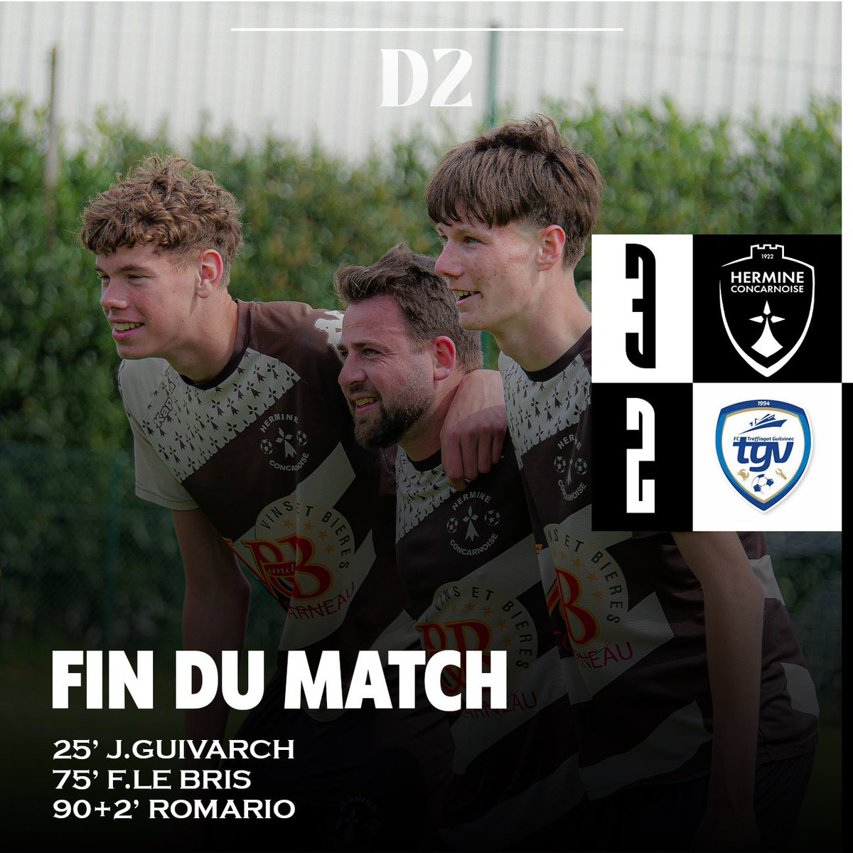𝗙𝗜𝗡 𝗗𝗨 𝗠𝗔𝗧𝗖𝗛 🖤🤍 

Notre équipe B, porté par Drini Elezi, le capitaine cet après midi, a réussi à s’imposer contre le deuxième du championnat ! 😍

Félicitations aux jeunes Owen Guil et Tinaël Guillaume pour leur intégration en senior et récompensé par une victoire !