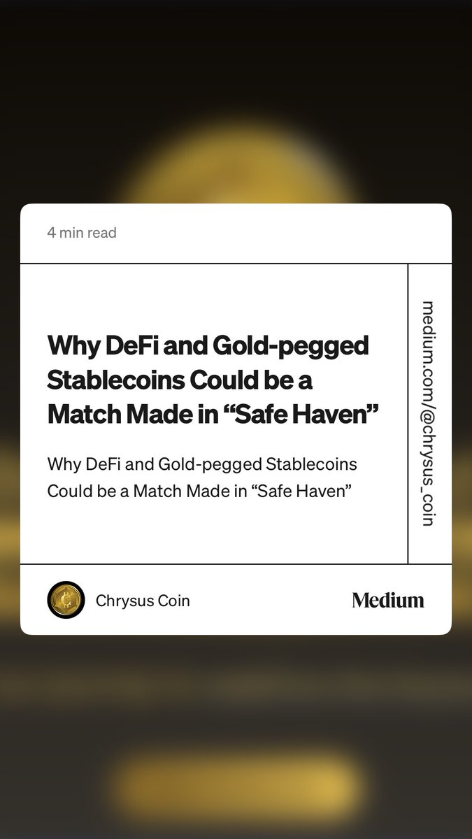 chrysus_coin01's tweet photo. βWhy DeFi and Gold-pegged Stablecoins Could be a Match Made in βSafe Havenββ by Chrysus Coin https://t.co/mgfub2SR1I
#ChrysusDAO #CHAU #GOVtoken #MKR #Gold #Stablecoin
π₯π π₯π π₯π π₯π π₯π https://t.co/b5NL0iMCqJ https://t.co/CqBGB2VQuj