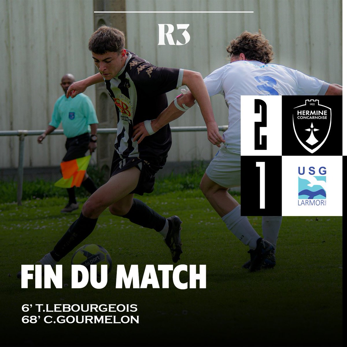 𝗙𝗜𝗡 𝗗𝗨 𝗠𝗔𝗧𝗖𝗛 🖤🤍 

Nos herminois s’est fait peur contre Larmor Plage mais la série continue ! 🖤🤍
Il reste 3 matchs de championnat + 1 match de coupe (1/4 de finale) la semaine prochaine 👊🏽
