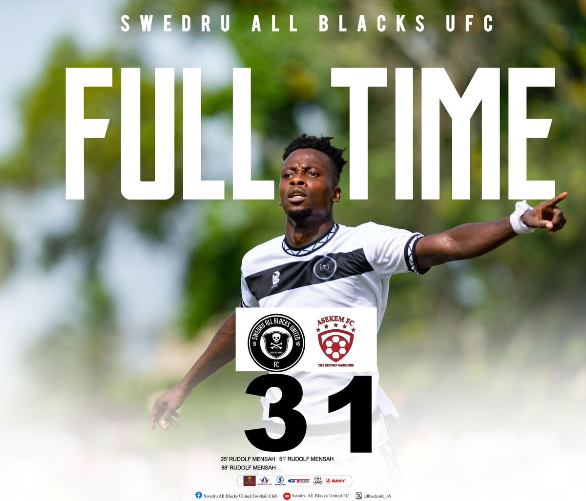 Swedru All Blacks United Football Club (@allblacksufc_45) on Twitter photo โช๏ธโซ๏ธ|| ๐ญ๐ผ๐ณ๐ณ-๐ป๐ฐ๐ด๐ฌ
๐๐ฐ๐๐๐ซ๐ฎ ๐๐ฅ๐ฅ ๐๐ฅ๐๐๐ค๐ฌ 3๏ธโฃ-1๏ธโฃ ๐๐ฌ๐๐ค๐๐ฆ ๐
๐
25โ Rudolf Mensah โฝ๏ธ
51โ Rudolf Mensah โฝ๏ธ
88โ Rudolf Mensah โฝ๏ธ
#๐๐ณ๐ข๐ข๐๐ณ๐๐ #๐๐ก๐๐๐ฅ๐๐๐ค๐๐๐ ๐ข๐๐ข๐๐ง๐ฌ #๐๐๐๐๐ฌ๐๐จ๐ญ๐๐จ๐ซ๐๐ฌ โช๏ธโซ๏ธ|| ๐ญ๐ผ๐ณ๐ณ-๐ป๐ฐ๐ด๐ฌ
๐๐ฐ๐๐๐ซ๐ฎ ๐๐ฅ๐ฅ ๐๐ฅ๐๐๐ค๐ฌ 3๏ธโฃ-1๏ธโฃ ๐๐ฌ๐๐ค๐๐ฆ ๐
๐
25โ Rudolf Mensah โฝ๏ธ
51โ Rudolf Mensah โฝ๏ธ
88โ Rudolf Mensah โฝ๏ธ
#๐๐ณ๐ข๐ข๐๐ณ๐๐ #๐๐ก๐๐๐ฅ๐๐๐ค๐๐๐ ๐ข๐๐ข๐๐ง๐ฌ #๐๐๐๐๐ฌ๐๐จ๐ญ๐๐จ๐ซ๐๐ฌ