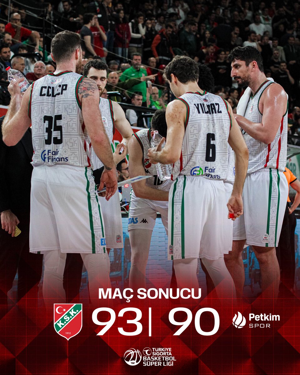 KSKBasket's tweet photo. 𝐁𝐔𝐑𝐀𝐒𝐈 𝐊𝐀𝐑𝐒̧𝐈𝐘𝐀𝐊𝐀! 🔥🔥🔥
Karşıyaka’mız Türkiye Sigorta Basketbol Süper Ligi Asım Pars Sezonu’nun 25’inci haftasında evinde konuk ettiği Aliağa Petkimspor’u 93 - 90 mağlup etti. 💚❤️ https://t.co/fbmg8rzWsE