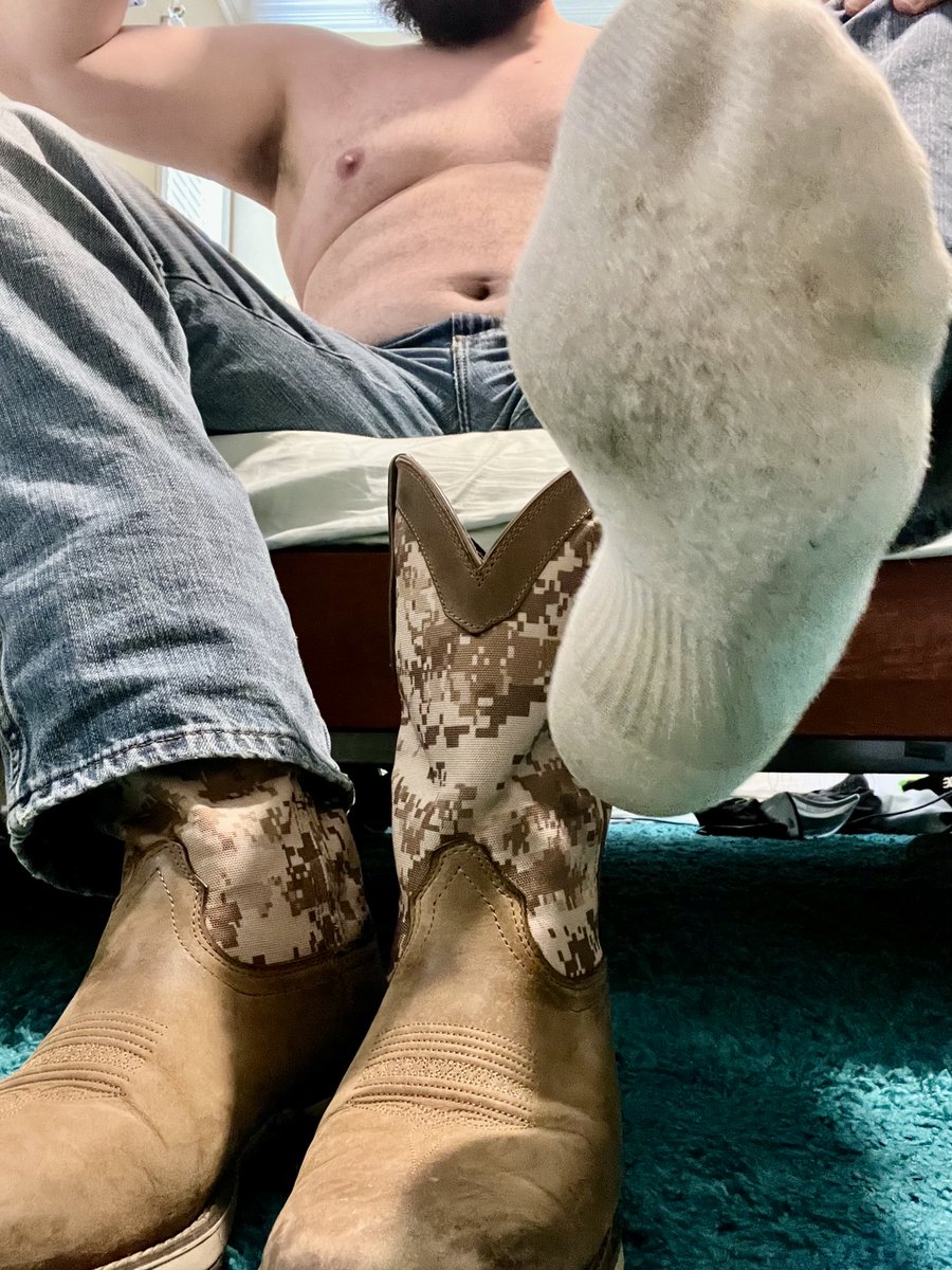 Let <a href="/bootfootfun/">Bootfootfun</a> pick my boots today. Think he’d love to be down there sniffing them.  Anyone want to join him?