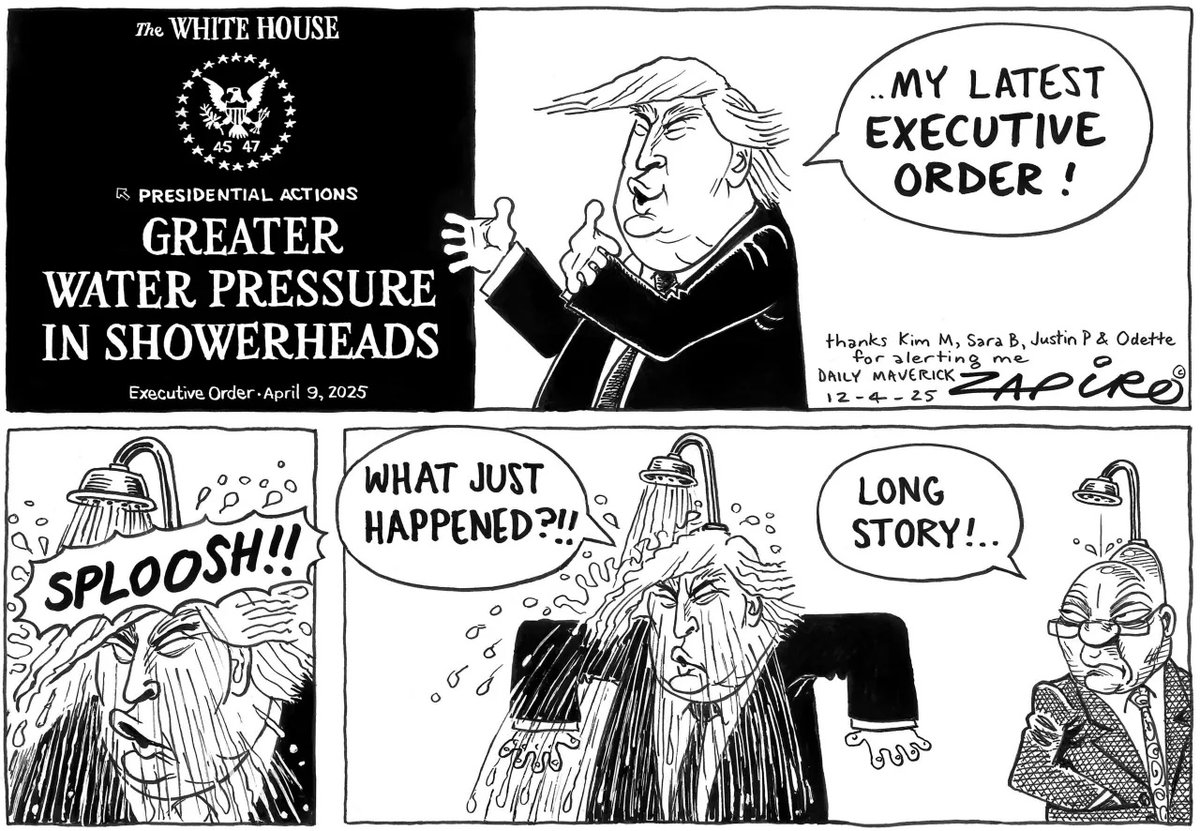 Zapiro (@zapiro) on Twitter photo Zapiro cartoon published <a href="/dailymaverick/">Daily Maverick</a> (12 April 2025) on the Plumbing <a href="/realDonaldTrump/">Donald J. Trump</a> - zapiro.com/250412dm Zapiro cartoon published <a href="/dailymaverick/">Daily Maverick</a> (12 April 2025) on the Plumbing <a href="/realDonaldTrump/">Donald J. Trump</a> - zapiro.com/250412dm