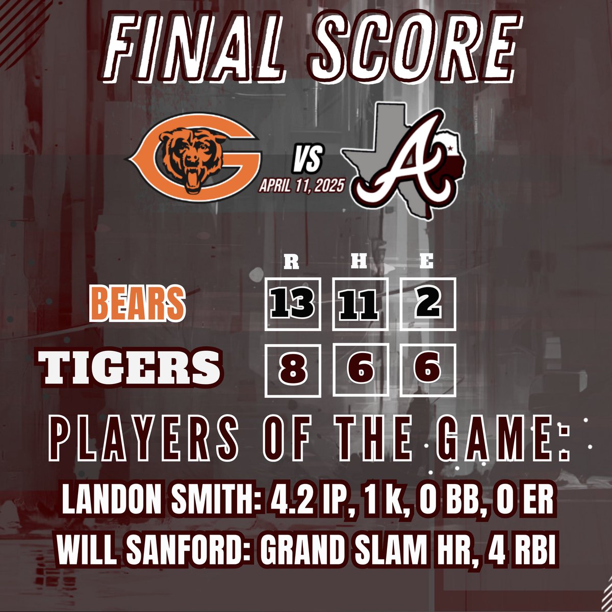 Friday night, April 11, 2025, was filled with energy and determination from YOUR Arp Tigers! Although the score may not reflect it, the team’s effort was evident. With three games left in district play, the Tigers are aiming to finish the season strong. #ALL1N #iBELIEVE