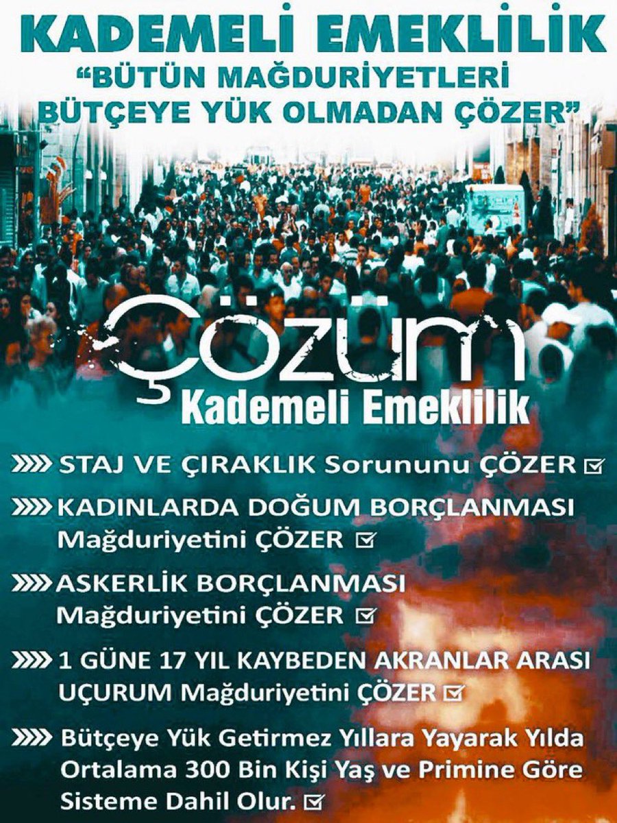 Aynı kuşaklar arasında emeklilikte 17_20 yıl fark dünyada hiçbir ülkede yok.

Adil bir kademeli geçiş şarttır‼️

#GecikenKademeZulumdür