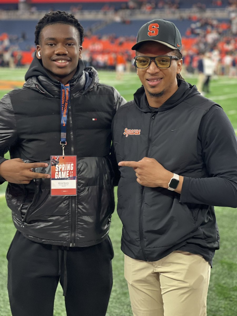 Had an amazing time <a href="/CuseFootball/">Syracuse Football</a> today!  Thank you <a href="/FranBrownCuse/">Fran Brown</a> <a href="/Coach_E_Rob/">Coach E. Rob</a> <a href="/CoachJ_Schaefer/">Joe Schaefer</a>   <a href="/_ttnoblesjr/">Tyree Nobles Jr</a> <a href="/TGCuse/">Tony Giovagnoli</a> <a href="/CoachDT_Cuse/">Dennis Thomas</a> and the entire staff! Can’t wait to be back in June for the Big Man Camp <a href="/CoachLucas74/">Coach Garrett Lucas</a> ‼️🔥