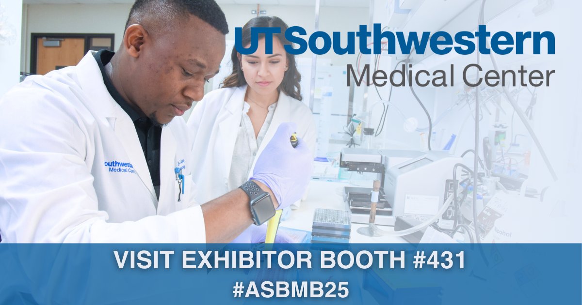 UTSW Science (@utswscience) on Twitter photo Don't miss <a href="/UTSWMedCenter/">UT Southwestern Medical Center</a> at #ASBMB25 to learn more about our graduate student, faculty, and postdoc opportunities! Visit us at booth #431. bit.ly/4gAuEdW Don't miss <a href="/UTSWMedCenter/">UT Southwestern Medical Center</a> at #ASBMB25 to learn more about our graduate student, faculty, and postdoc opportunities! Visit us at booth #431. bit.ly/4gAuEdW