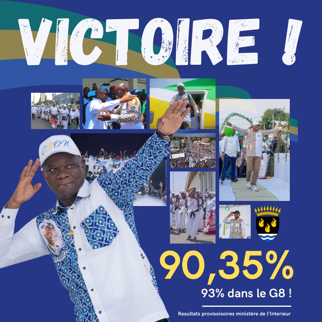 Au terme d’une transition maîtrisée et d’un processus électoral apaisé, Brice Clotaire Oligui Nguema est élu avec 90,35 % des voix.

Félicitations, Monsieur le Président. Le peuple Gabonais a parlé avec clarté, foi et espérance.

Vive la République, vive le #Gabon. #CBON