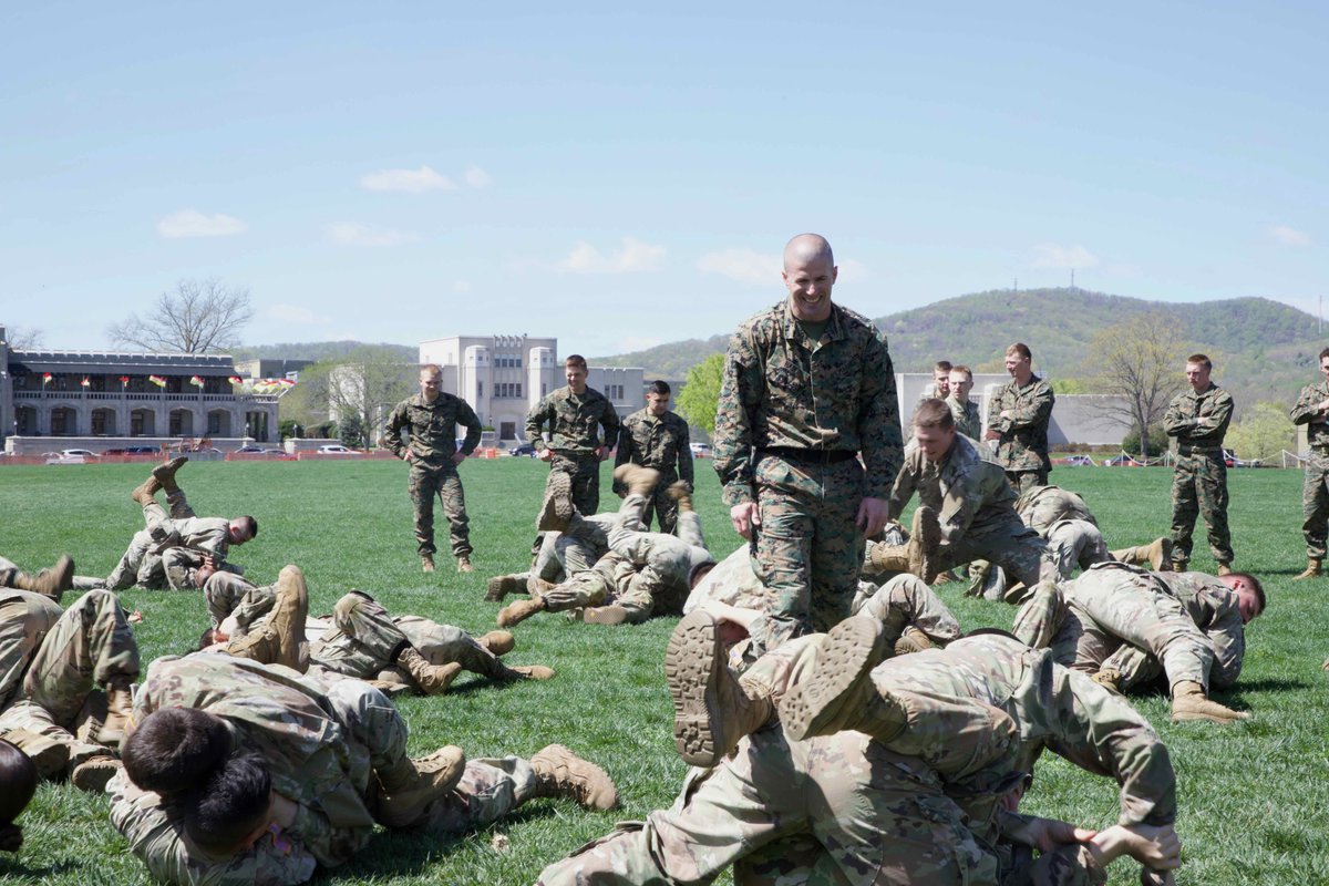 VMI1839's tweet image. Miles hiked. Defensive tactics trained. Grappling rounds completed.

Marine ROTC cadets at VMI tackled Spring FTX with full-force intensity.

Grappling photo courtesy of Daniel O&apos;Neal &apos;25.

#VMIMarineROTC #SpringFTX #SemperFi #Leadership