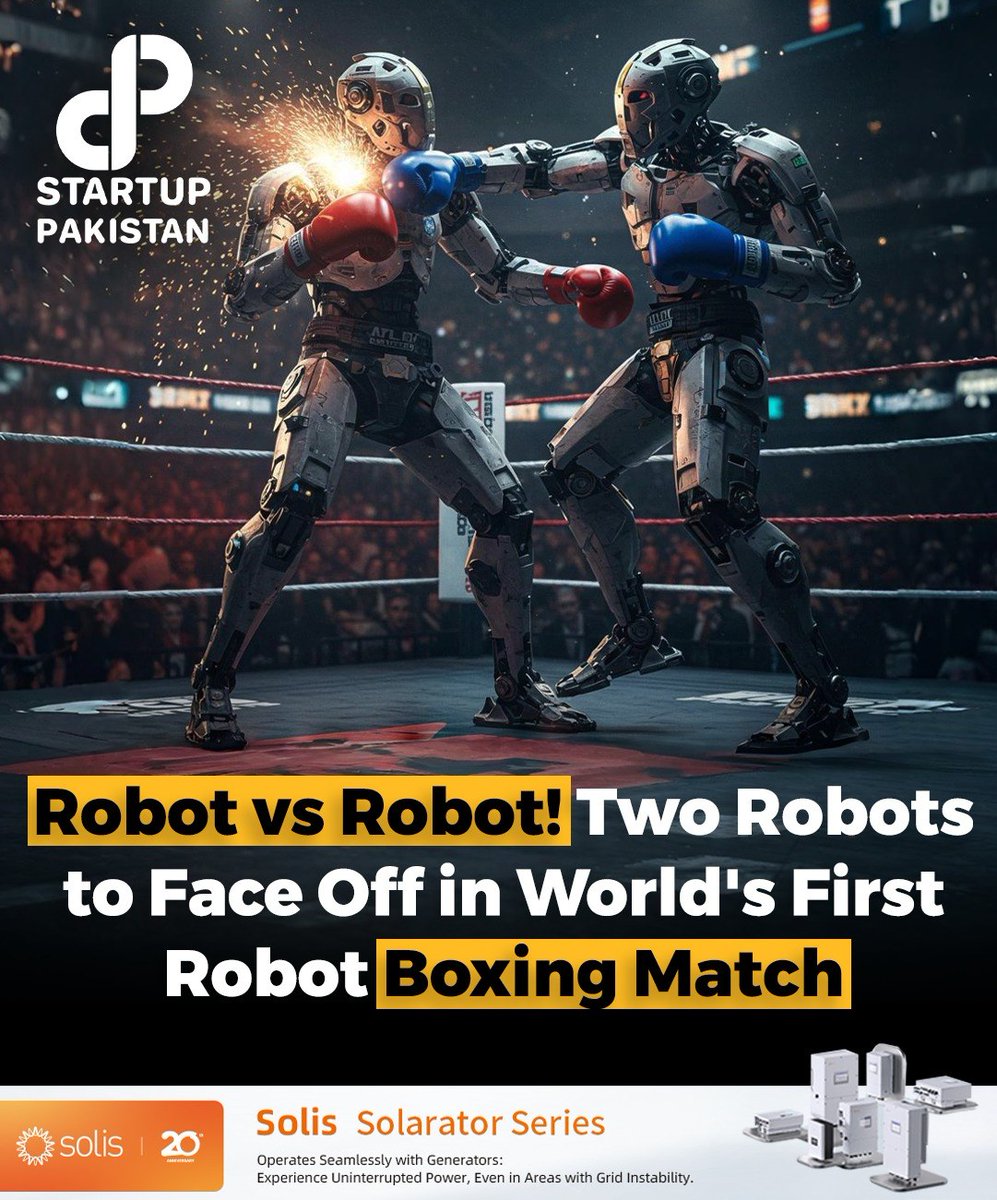 PakStartup's tweet image. For the first time ever, two robots will compete in a live boxing match next month, announced by Chinese robotics company Unitry.
#RobotBoxing #AIvsAI #Unitry #TechInnovation #UnityIronFistKing #RobotFight