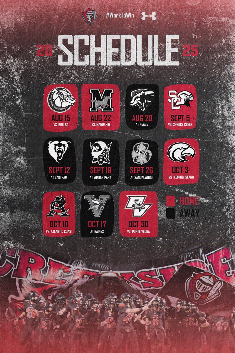 CREEKSIDE FOOTBALL (@creekside_fb) on Twitter photo Knight Nation: 2025 Creekside Football schedule is HERE! 🗓️ Get ready for another season of Friday Night Lights!Let's pack The Castle! 🏰
Which game are YOU most hyped for? Let us know below! 👇
#WorkToWin #ScheduleRelease #FridayNightLights
<a href="/Coach_McIntyre/">Coach Sean McIntyre</a> <a href="/CreeksideATH/">Creekside Athletics 🛡⚔️</a> Knight Nation: 2025 Creekside Football schedule is HERE! 🗓️ Get ready for another season of Friday Night Lights!Let's pack The Castle! 🏰
Which game are YOU most hyped for? Let us know below! 👇
#WorkToWin #ScheduleRelease #FridayNightLights
<a href="/Coach_McIntyre/">Coach Sean McIntyre</a> <a href="/CreeksideATH/">Creekside Athletics 🛡⚔️</a>