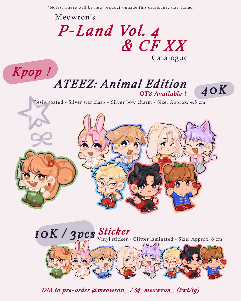 meowron_'s tweet photo. [Like &amp; share appreciated]
Meowron’s #PLANDVol4 &amp; #CFXX catalogue pt. 1

💌 DM to pre-order ^^
🗓️ Open Pre - Order until May 1st
📍Pick-up (both days) / Mail Order 🍊
  PLand: 3 - 4 May, booth D20-21
  CFXX: 24-25 May, booth TBA
❤️‍🔥 ATEEZ, OC

#CFXXcatalogue #PLANDVol4_catalogue https://t.co/xOdsOOJkHq