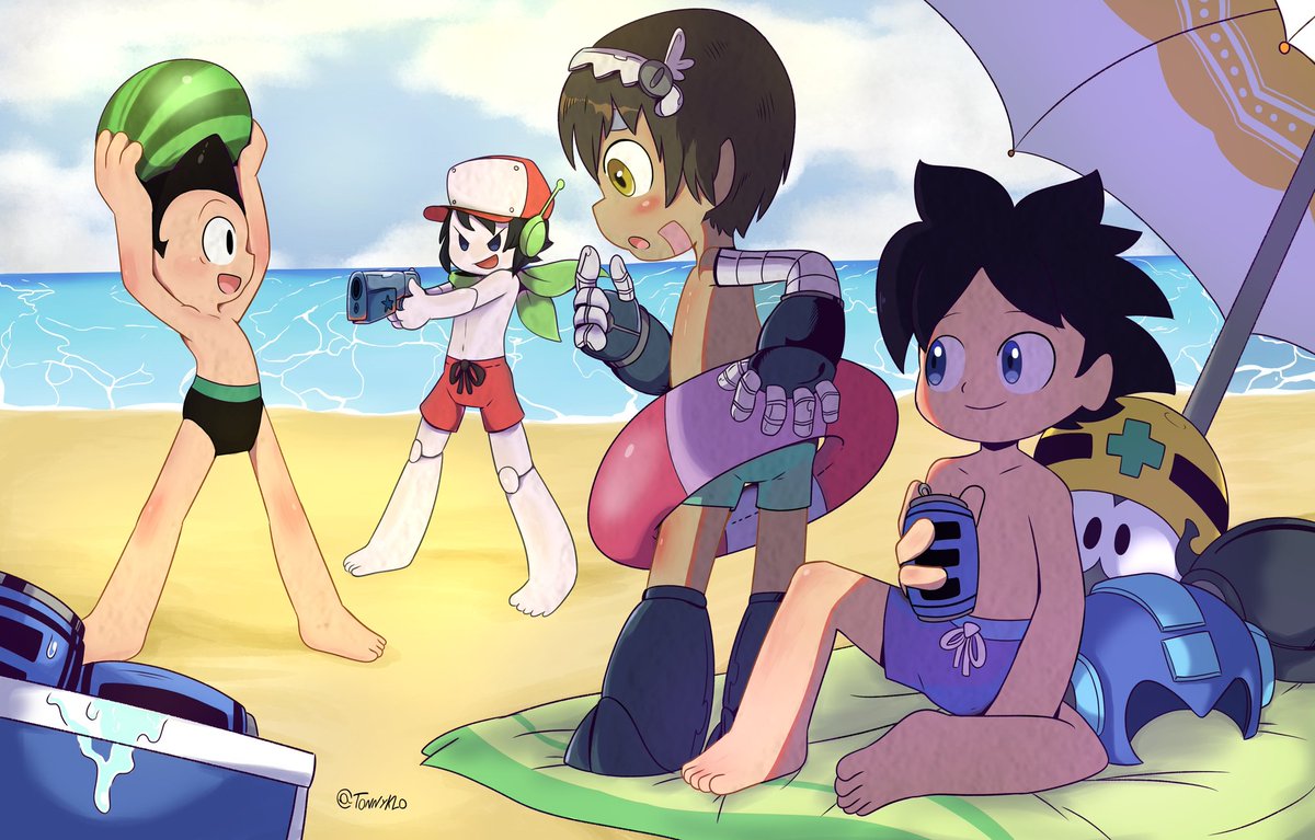 tonnyklo's tweet photo. robots taking vacation 🏖️ ☀️ 

#メイドインアビス #Madeinabyss #Reg #capcom #Megaman #cavestory
#ASTROBOY #鉄腕アトム https://t.co/iwnlggAnpD
