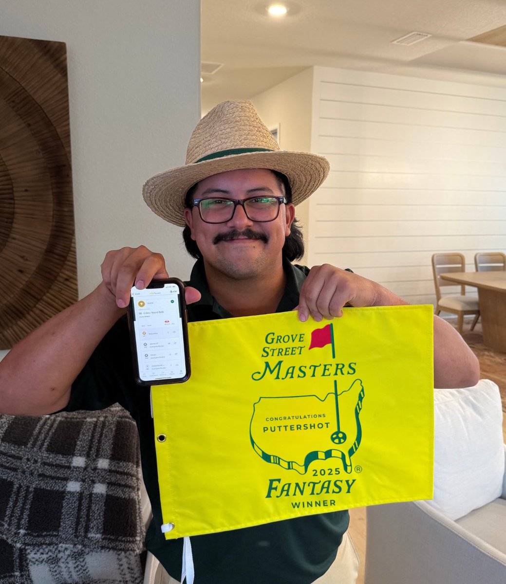 brostreetsports's tweet photo. Congratulations Puttershot!

You’re the 2025 Grove Street Masters Fantasy Winner 

#themasters https://t.co/eiwuudQ0w6