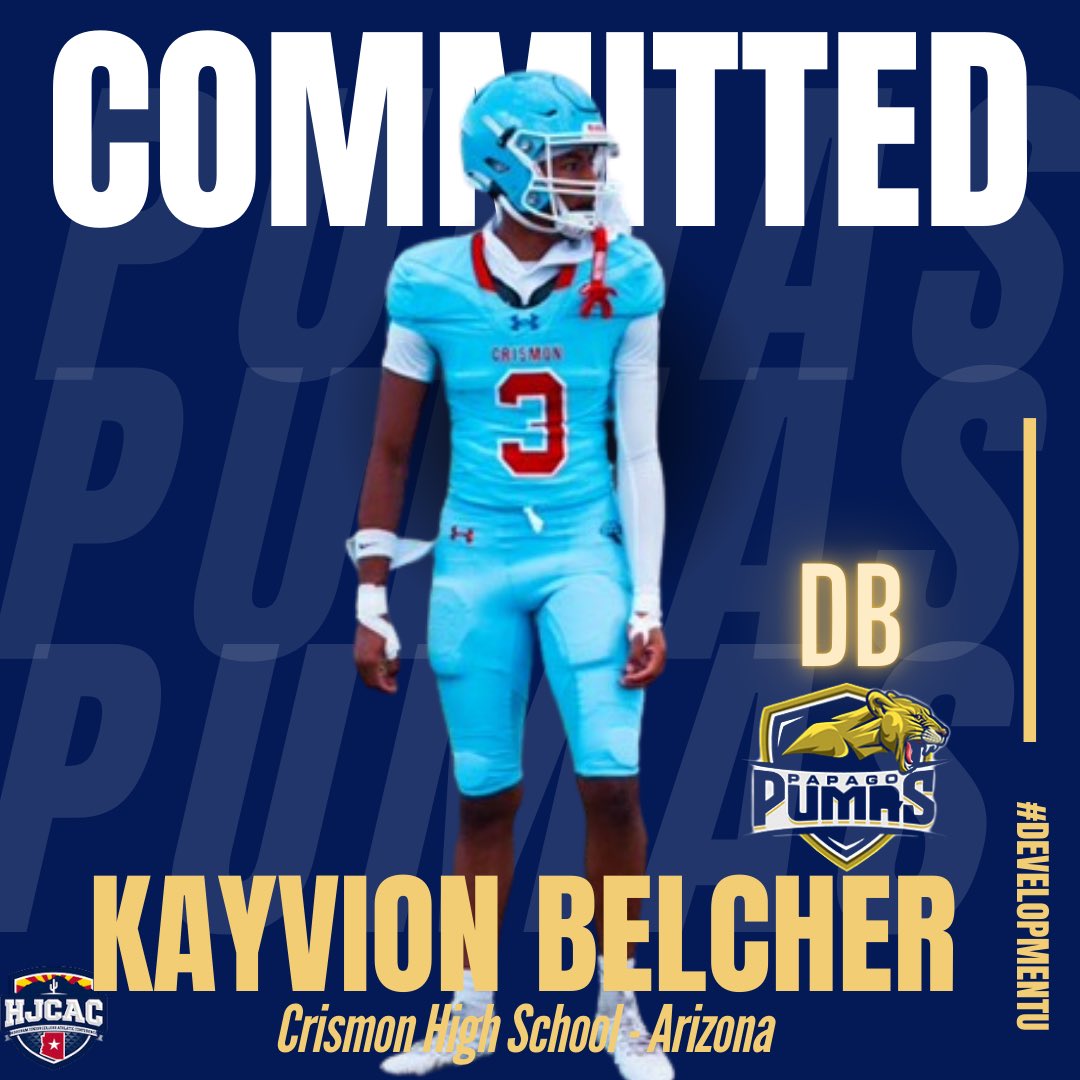 BelcherKayvion's tweet photo. l'd like to thank God for blessing me with opportunities to play at the next level. After a lot of thought I am going the juco route and committing to @PapagoPumas thank you to @Coachjack18 for the opportunity.
Just the start believe that!#AGTG
#JUCOPRODUCT @AnthonyCHS20 https://t.co/z0oanJ6F91