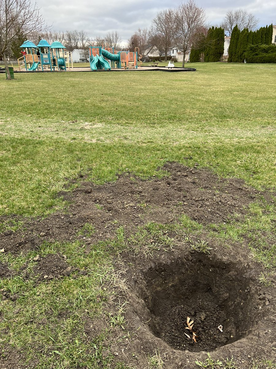 nwcbill02's tweet photo. @Streamwoodparks there has been a hole in the ground, 2’x2’x2’ in north challenger park. Looks like a dig for a future tree? Huge tripping hazard near the park. Can someone address this or cover it properly? #trippinghazard #safety #streamwoodparks https://t.co/iqnPHW7yqP