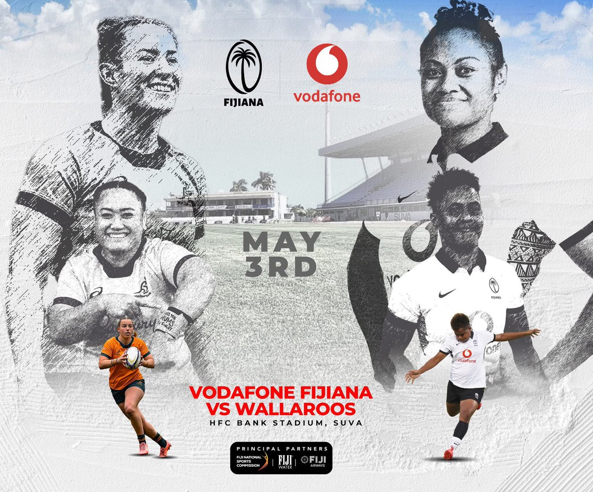 Let’s pack the stands, Suva! 🇫🇯🔥 

Come and cheer on our Vodafone Fijiana as they take on the Wallaroos right here at home. 

#FijianaVsWallaroos #fijianastrong Vodafone Fiji