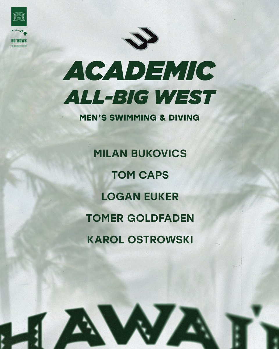 Getting it done in the pool and in the classroom 📝

Congratulations to Milan Bukovics, Tom Caps, Logan Euker, Tomer Goldfaden and Karol Ostrowski on earning Academic All-Big West honors! 🌈

#GoBows