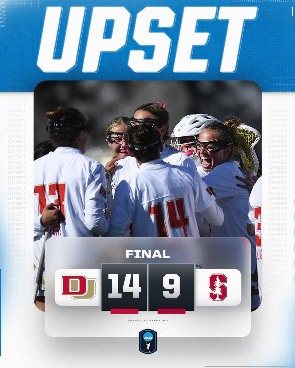 TOP TEN WIN ‼️

<a href="/DU_WLAX/">Denver Women’s Lacrosse</a> upsets No. 9 Stanford, 14-9.

#NCAAWLAX