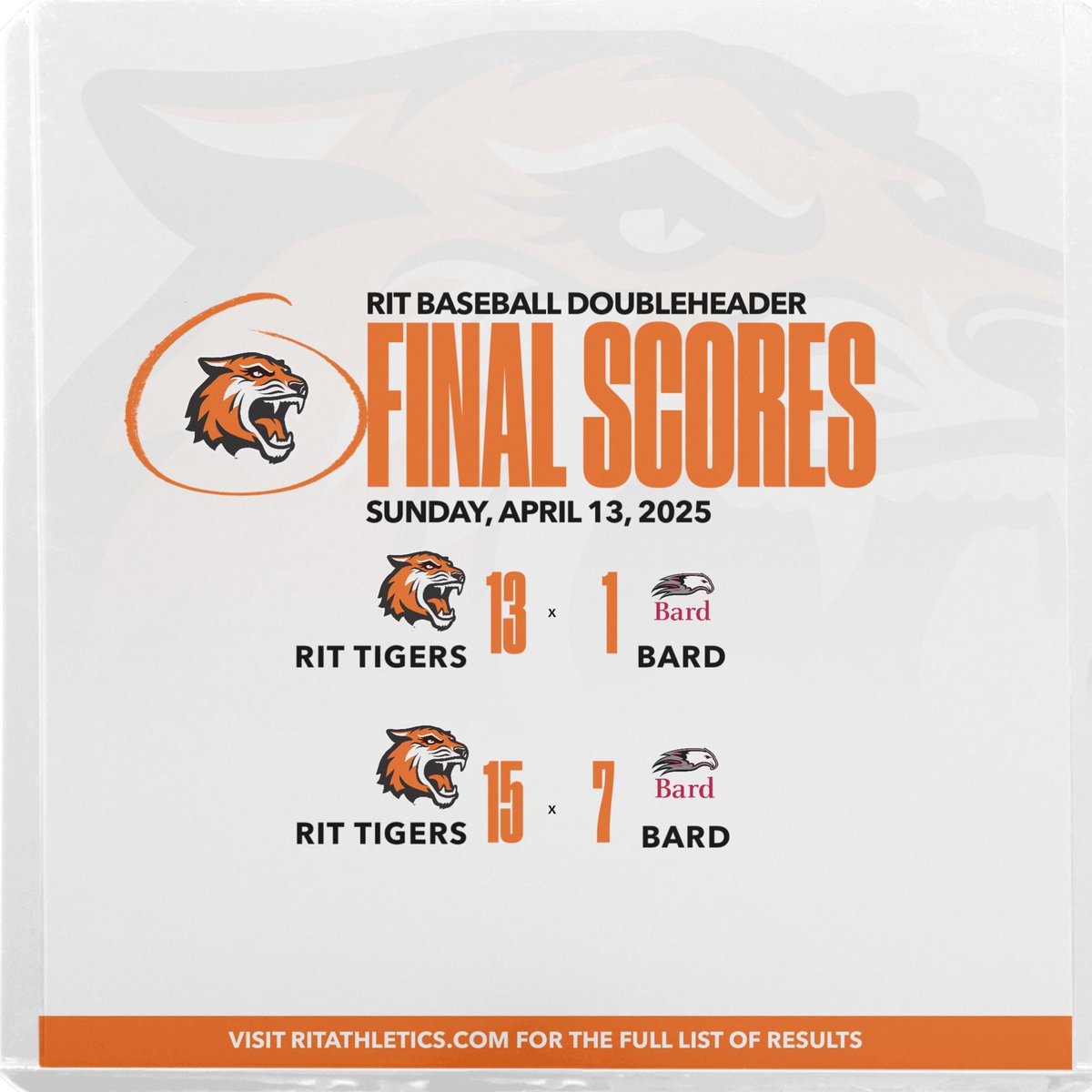 Tigers sweep! Tigers take two from Bard! We’ll see you next weekend! Go Tigers! #RollTech