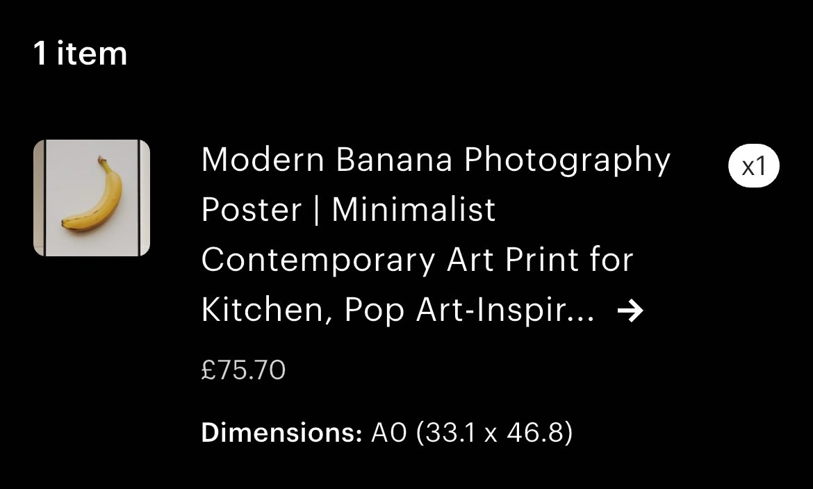 Just sold an AI generated poster of a banana on Etsy for £75.70 🍌

you can just do things ??