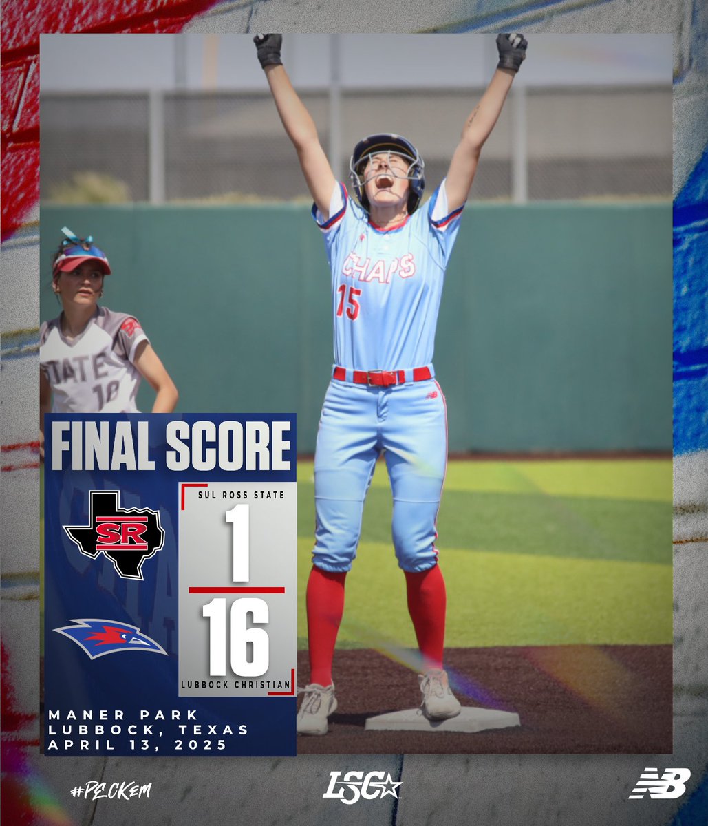LCUSoftball's tweet photo. LCU exploded for 10 runs in the 1st and never looked back, run-ruling Sul Ross State 16–1 to cap the weekend sweep! 🔥

📊 17 hits
💥 10-run 1st inning

📍 Maner Park, Lubbock
🗓️ April 13, 2025

#LSCsb https://t.co/4eeflE7boR