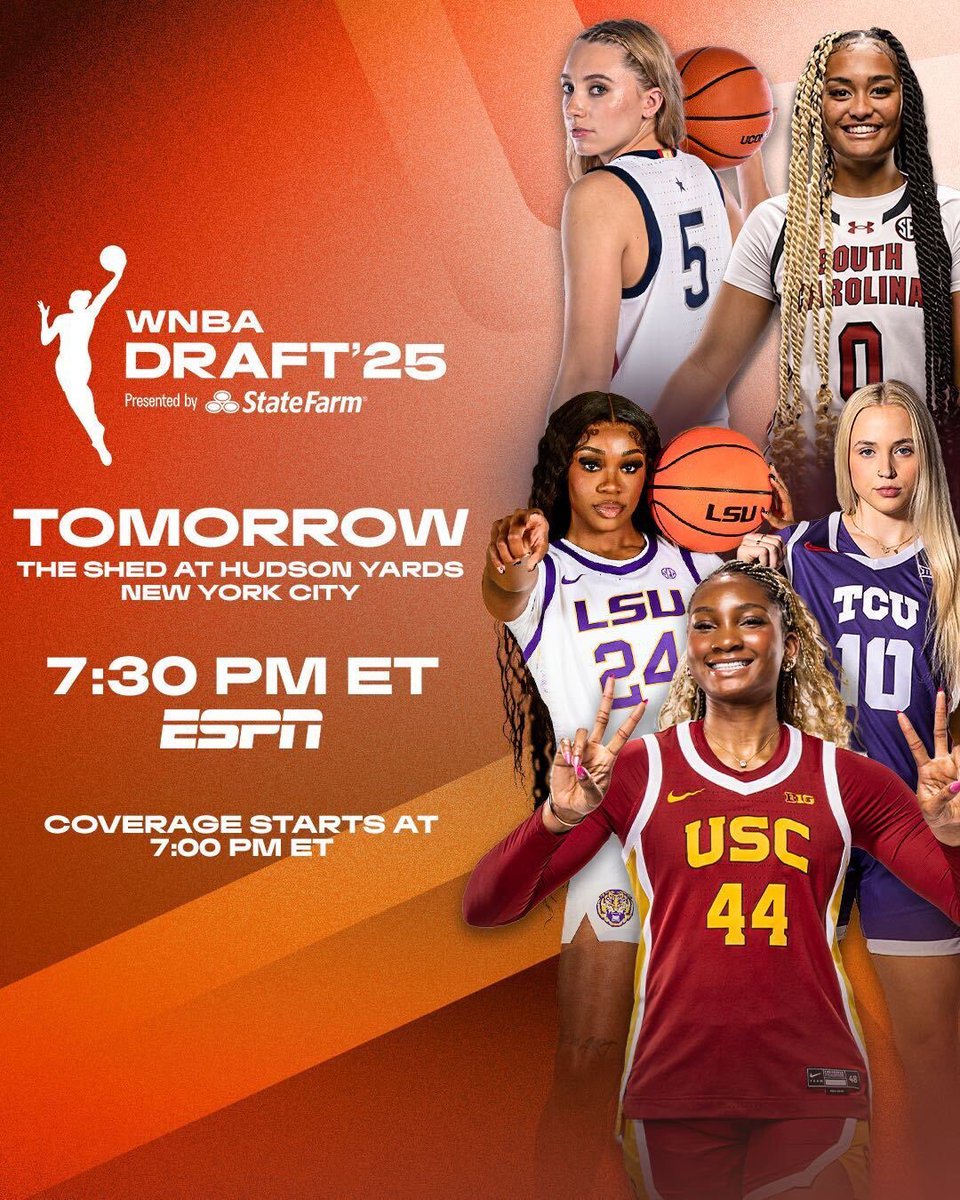WNBA (@wnba) on Twitter photo Names will be called. Dreams will come true. π
The stage is set for the 2025 #WNBADraft presented by <a href="/StateFarm/">State Farm</a>. It all goes down TOMORROW at 7:30pm/ET on ESPN! Names will be called. Dreams will come true. π
The stage is set for the 2025 #WNBADraft presented by <a href="/StateFarm/">State Farm</a>. It all goes down TOMORROW at 7:30pm/ET on ESPN!