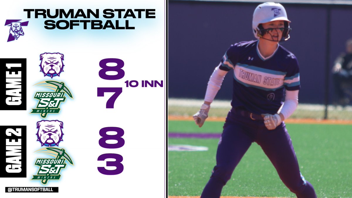 Truman Athletics (@trumanathletics) on Twitter photo A big sweep for <a href="/TrumanSoftball/">Truman Softball</a> today as they took two from Missouri S&T.
Read More:
trumanbulldogs.com/news/2025/4/13… A big sweep for <a href="/TrumanSoftball/">Truman Softball</a> today as they took two from Missouri S&T.
Read More:
trumanbulldogs.com/news/2025/4/13…