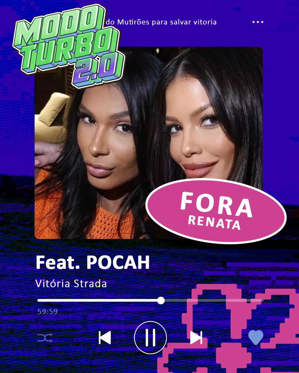 StradaVitoria's tweet image. 🦩 MUTIRÃO FEAT @Pocah 🦩

🗳A cada 10 VOTOS comente um EMOJI!

❌ O voto é para ELIMINAR, vote em RENATA

✅ Meta: 30K respostas

⏰ Encerramento às 17h

▶️ VOTO ÚNICO: bit.ly/4jtrzOg 
▶️ VOTO TORCIDA: glo.bo/3Ert4h1

#BBB25 #Teamstrada #ForaRenata