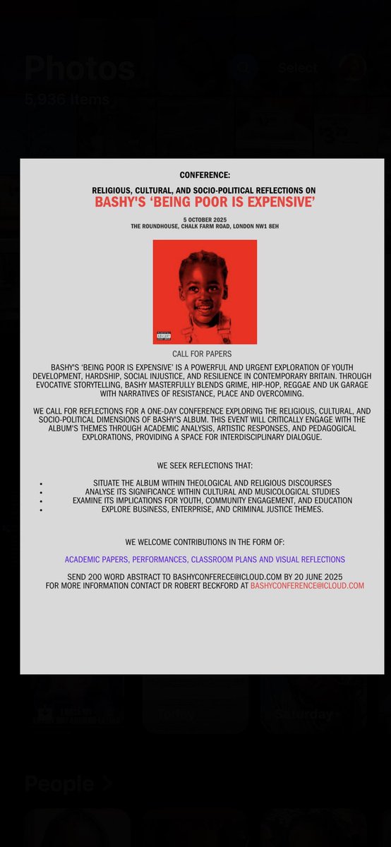 Calling academics, theologians, visual artists and teachers.

CfP: please consider submitting an abstract/brief for this upcoming conference at the Roundhouse, London. Please share amongst your networks.