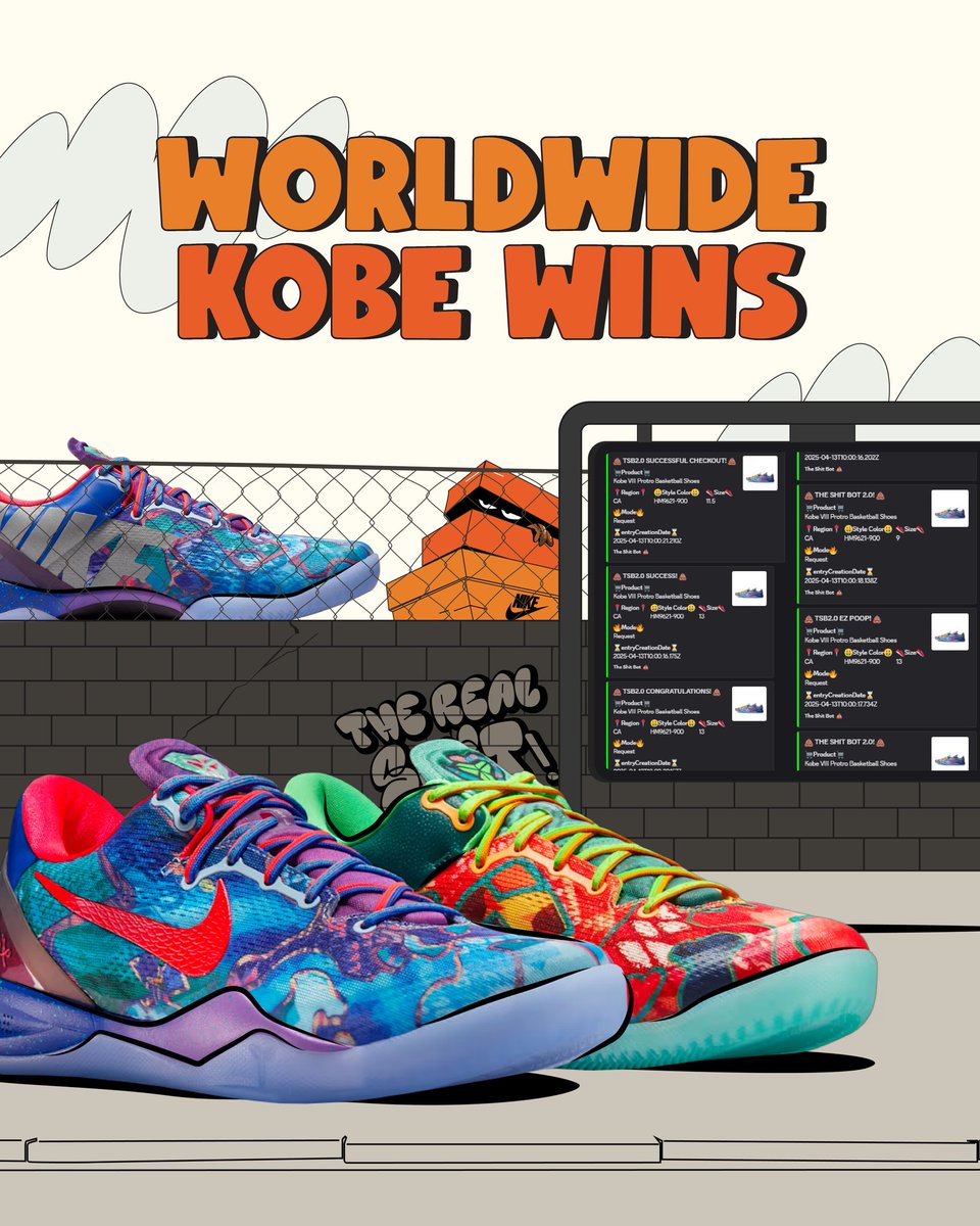 The Shit Bot (@the_shit_bot) on Twitter photo Wrapping up the day with amazing results 🔥 
Our users COOKED the Kobes on EVERY SINGLE SNKRS REGION 💩 
With TSB being the ONLY bot to score on Korea!
Repost to win 1x TSB key Wrapping up the day with amazing results 🔥 
Our users COOKED the Kobes on EVERY SINGLE SNKRS REGION 💩 
With TSB being the ONLY bot to score on Korea!
Repost to win 1x TSB key