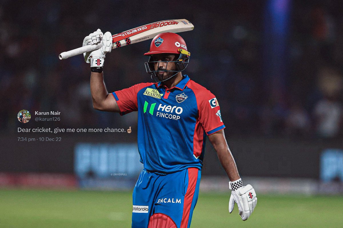 kaptanShaab's tweet photo. 2025 is COMEBACK year  
Karun nair is shown to us that keep working you will get a second chance and once you get it make it count 🫶
#Respect #karunnair #IPL2025 
#DCvsMI https://t.co/BEnwPWYX2n