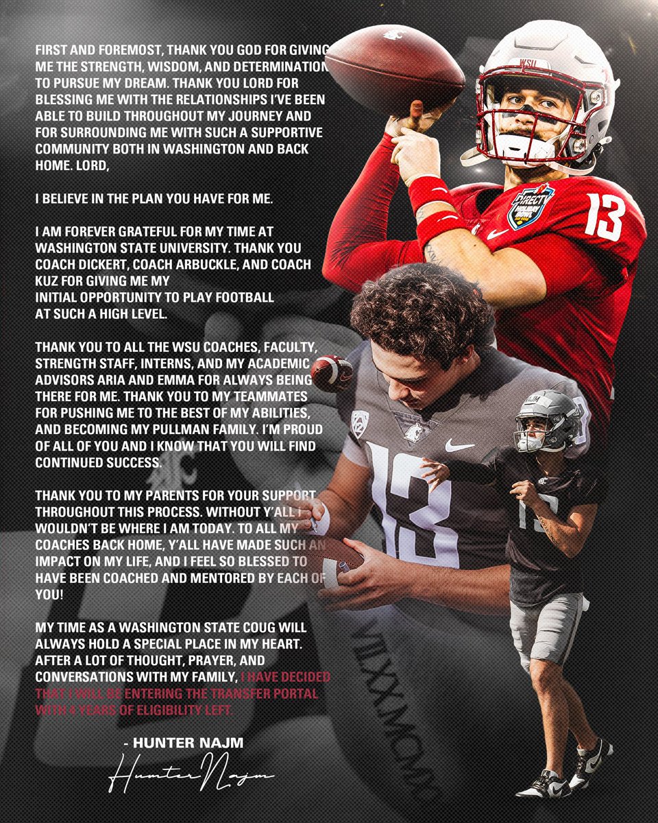 Hunter Najm (@hunternajm) on Twitter photo Thank you Washington State. 4 years of eligibility remaining with freshman film and spring film available. <a href="/CoachDanny10/">Danny Hernandez</a> <a href="/coachcalahan/">Coach Michael Calahan</a> <a href="/NicHemken/">Nic Hemken</a> Thank you Washington State. 4 years of eligibility remaining with freshman film and spring film available. <a href="/CoachDanny10/">Danny Hernandez</a> <a href="/coachcalahan/">Coach Michael Calahan</a> <a href="/NicHemken/">Nic Hemken</a>