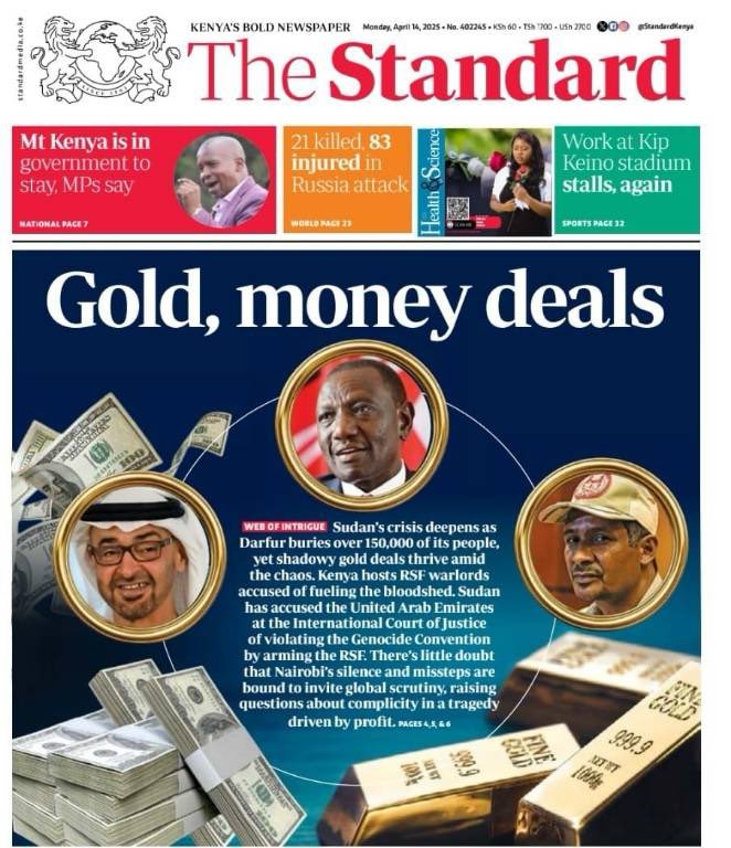 MigunaMiguna's tweet photo. “Gold, Money, Blood, Deaths!” #RutoMustGo https://t.co/JLvBXN7ZyF