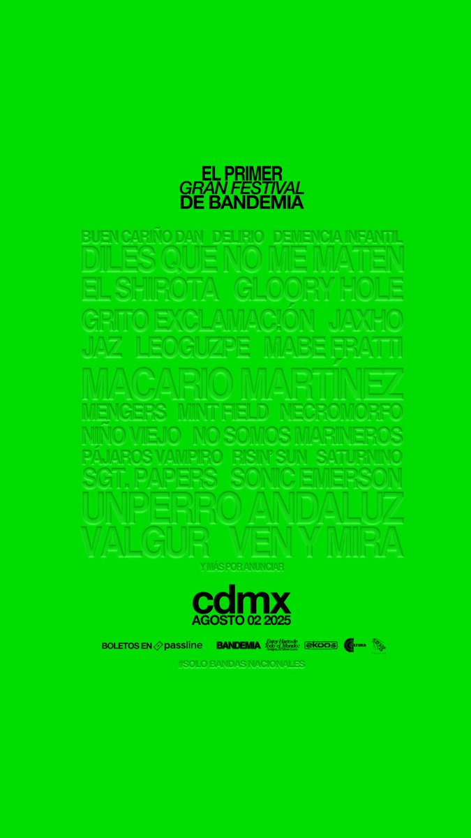 NO SOMOS MARINEROS (@nsmarineros) on Twitter photo Ciudad de México.
❤️
<a href="/elshirota/">El Shirota</a> 🫂
<a href="/mintfieldband/">Mint Field</a>
<a href="/sonic_emerson/">Sonic Emerson</a>
<a href="/diles_me/">𝙳𝚒𝚕𝚎𝚜 𝚚𝚞𝚎 𝚗𝚘 𝚖𝚎 𝚖𝚊𝚝𝚎𝚗</a>
<a href="/bandemiaaa/">Bandemia</a> Ciudad de México.
❤️
<a href="/elshirota/">El Shirota</a> 🫂
<a href="/mintfieldband/">Mint Field</a>
<a href="/sonic_emerson/">Sonic Emerson</a>
<a href="/diles_me/">𝙳𝚒𝚕𝚎𝚜 𝚚𝚞𝚎 𝚗𝚘 𝚖𝚎 𝚖𝚊𝚝𝚎𝚗</a>
<a href="/bandemiaaa/">Bandemia</a>