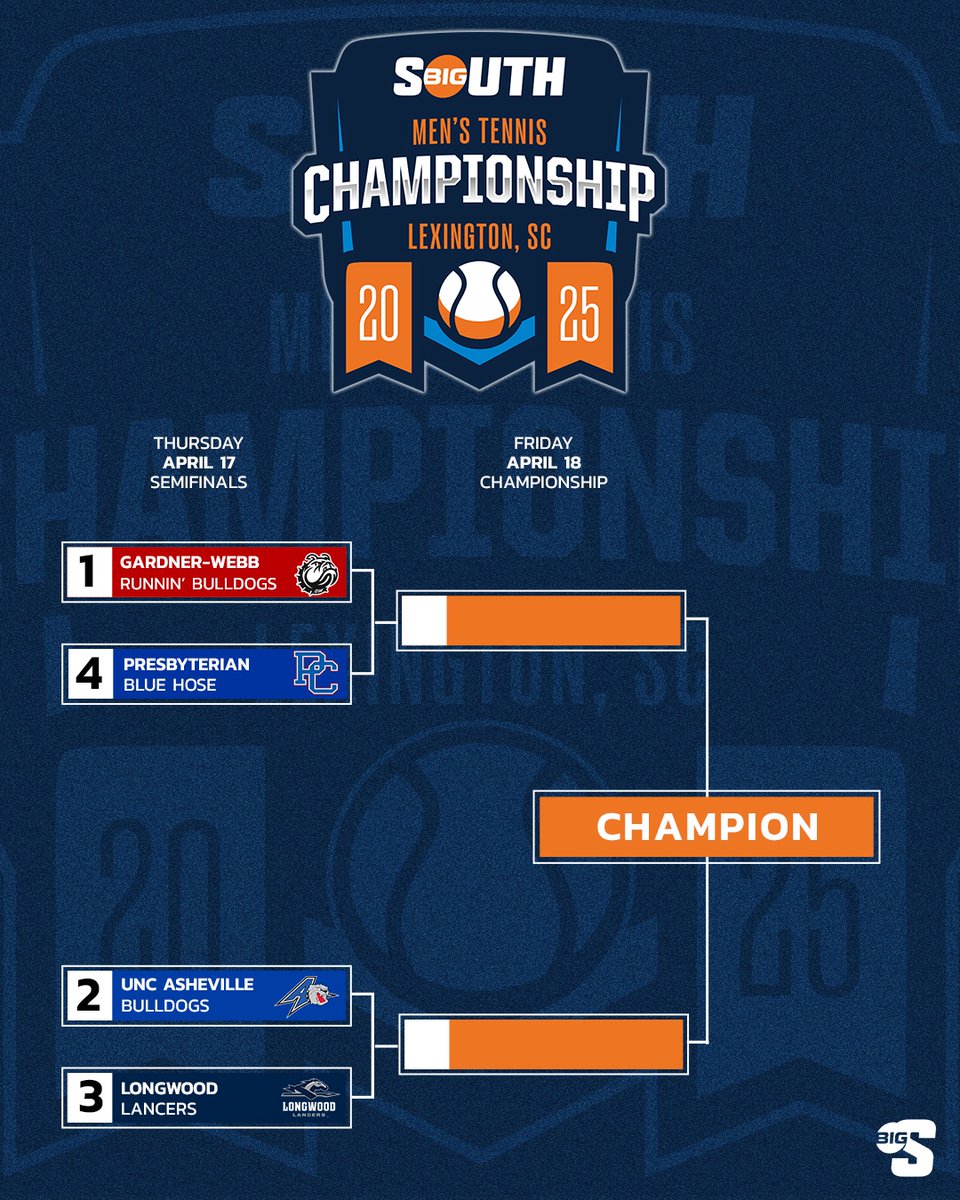𝗧𝗛𝗘 𝟮𝟬𝟮𝟱 𝗕𝗜𝗚 𝗦𝗢𝗨𝗧𝗛 𝗠𝗘𝗡'𝗦 𝗧𝗘𝗡𝗡𝗜𝗦 𝗕𝗥𝗔𝗖𝗞𝗘𝗧 🎾🏆

Catch all of the #BigSouthMTEN Tournament action beginning Thursday, April 17! 🤩