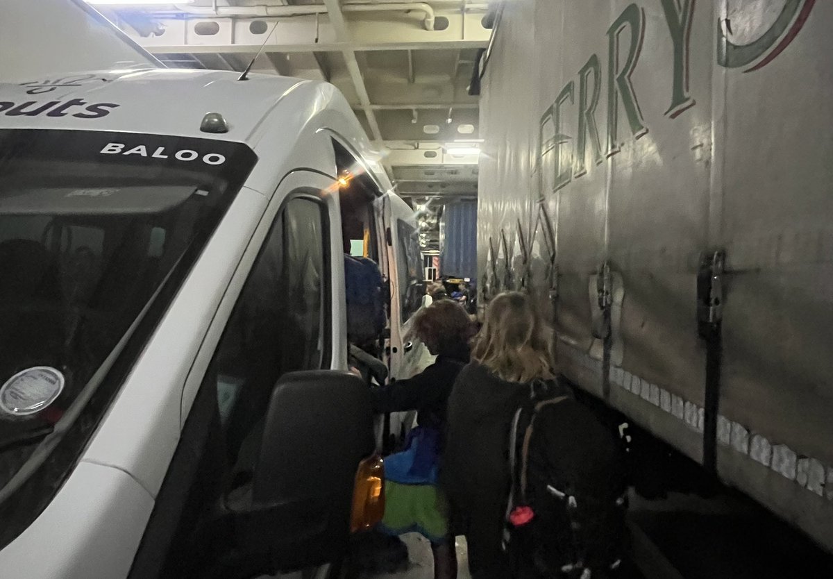Watchetscouts's tweet photo. Day 9 (Sunday) following an overnight ferry crossing with @dfds_ukire our #RNSeaScouts arrived into Portsmouth for breakfast with @RoyalNavy at #HMSExcellent , where 1 x new scout was invested on the quarterdeck of the base. @SomersetScouts @MoorsAndCoastal @scouts https://t.co/C7Wdyc11Cp