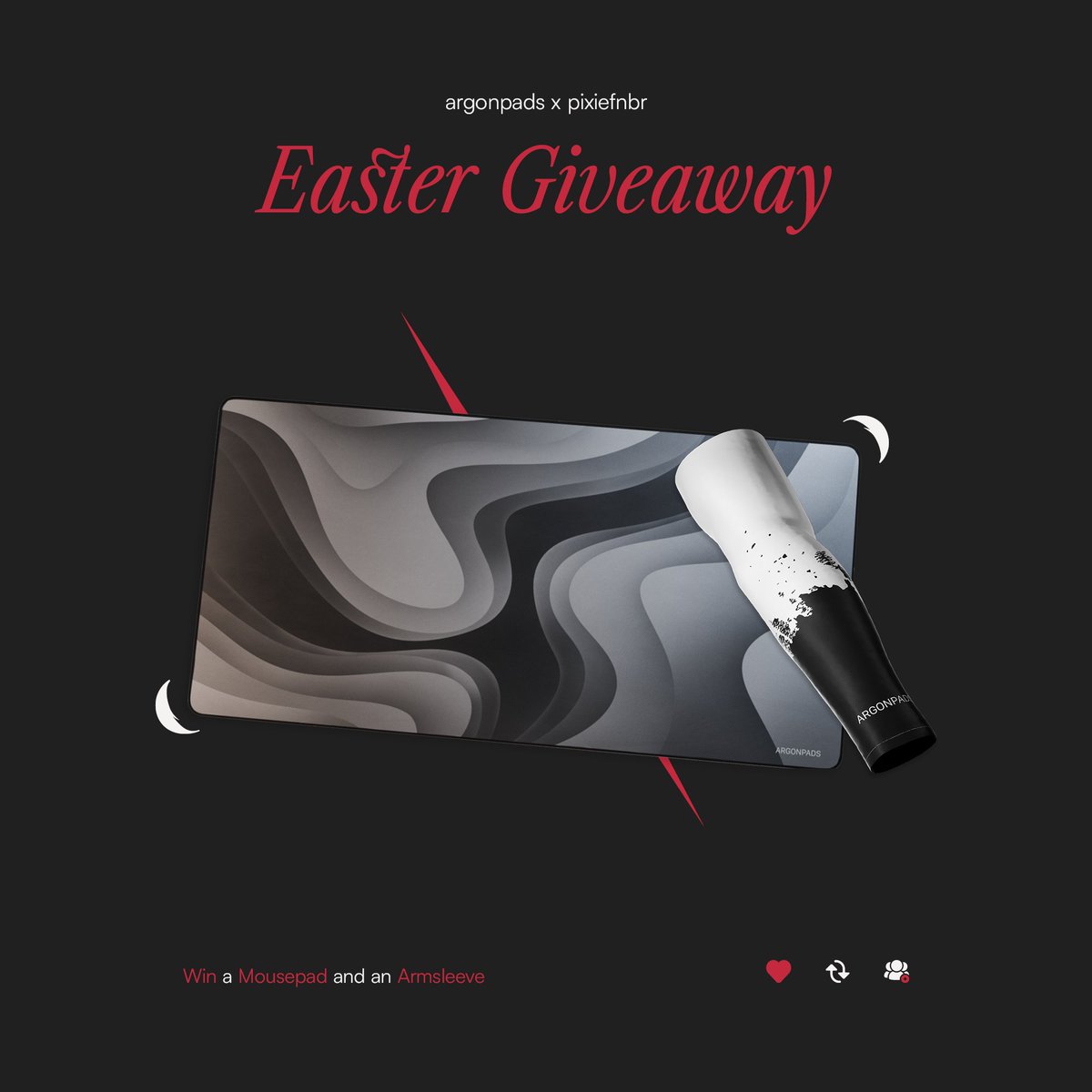 EASTER GIVEAWAY | ARGONPADS x PIXIE  

WIN A MOUSEPAD &amp; SLEEVE BUNDLE  
- Follow <a href="/pixiefnbr/">HvK pixie</a> &amp; <a href="/argonpads/">argonpads</a> 
- Retweet this post 
- Tag a friend who needs a new mousepad  

Ends in 72 hours, good luck! 🍀