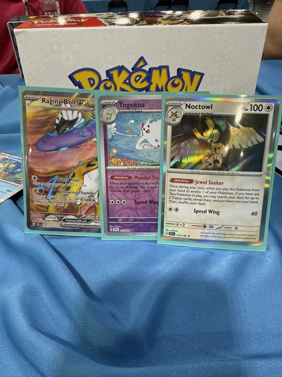 Top 8 at the ATL cup with Raging Bolt and Togekiss!

Thanks to <a href="/KhusAidan/">Aidan Khus</a> for the decklist and the Paldea Evolved booster box I won.