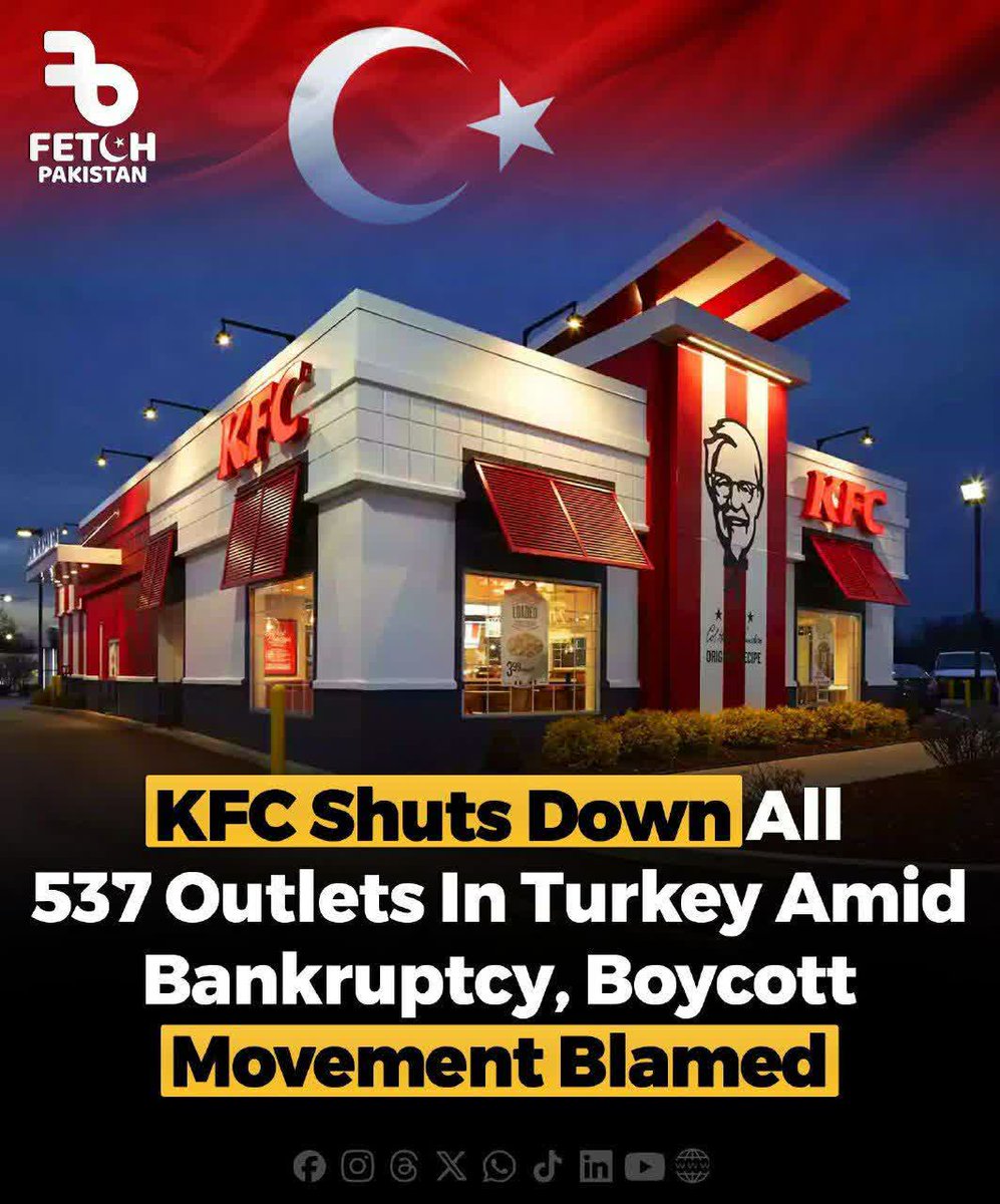 iran_turkish's tweet photo. Türkiye'de KFC restoranı kapanıyor Boykot, Savunma ve Özgürlük Hareketi sonucunda Türkiye'deki 537 KFC şubesi iflas ederek kapandı.
✍️ Gazze halkına destek veren Türk halkına helal olsun.
#KFC
#Turkey
#gaze
#qaze
#boycot_kfc https://t.co/TztvVEatEJ