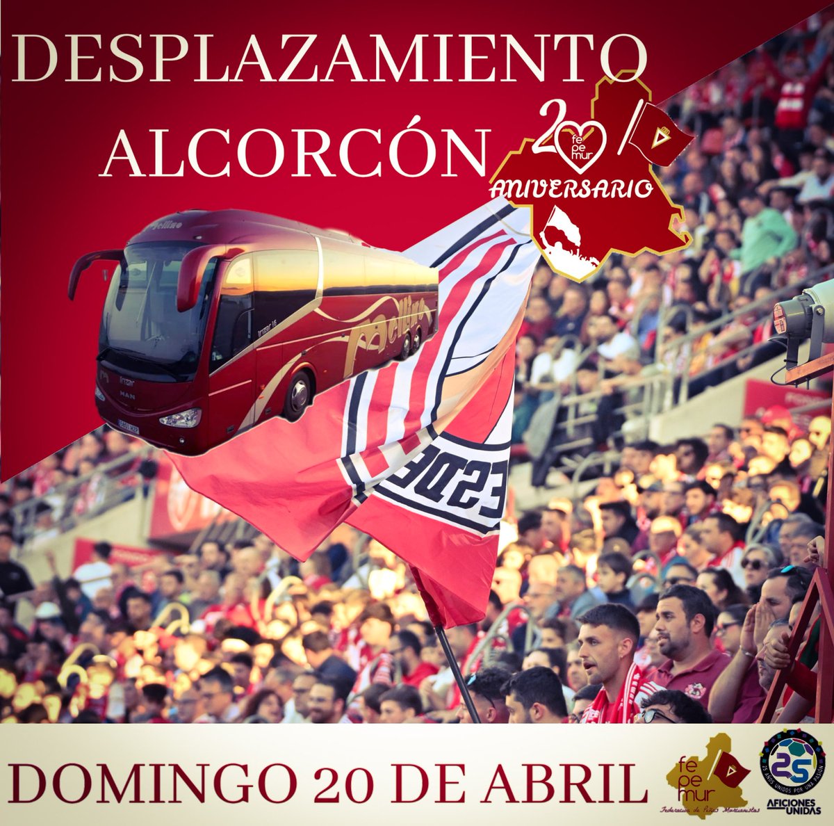 feperealmurcia's tweet photo. 🔴 DESPLAZAMIENTO ALCORCÓN 🔴

Este Domingo 20 de Abril, nos desplazamos hasta Alcorcón para animar a nuestro @realmurciacfsad 

Te lo vas a perder? 🤔

Toda la info 👇🏻

https://t.co/A2j1BxzLbU