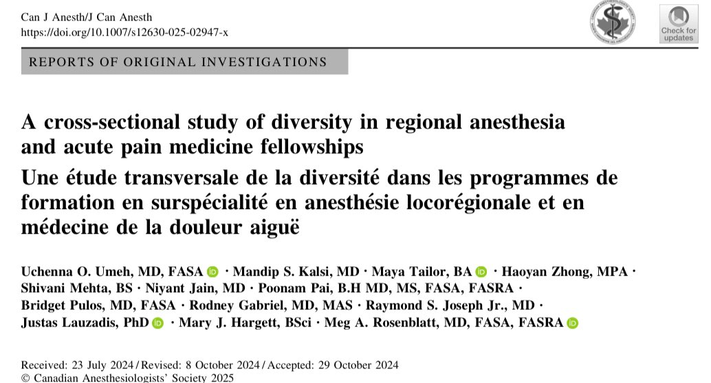 Uchenna Umeh, MD, FASA (@ucheumehmd) on Twitter photo So excited that our survey study of Diversity in RAAPM fellowships was published online. Thank you to all of our collaborators🙏 <a href="/CJA_Journal/">CJA - Canadian Journal of Anesthesia</a> <a href="/HSSAnesthesia/">HSS Anesthesiology</a> <a href="/HSpecialSurgery/">Hospital for Special Surgery (HSS)</a> <a href="/ASRA_Society/">ASRA Pain Medicine</a> <a href="/megrosenblatt/">meg rosenblatt</a> <a href="/Poonampaibh/">Poonam Sawant(Pai) MD,MS, FASA, FASRA</a> <a href="/BridgetPulos/">Bridget Pulos, MD, FASA</a> <a href="/RodneyGabrielMD/">Rodney Gabriel</a> So excited that our survey study of Diversity in RAAPM fellowships was published online. Thank you to all of our collaborators🙏 <a href="/CJA_Journal/">CJA - Canadian Journal of Anesthesia</a> <a href="/HSSAnesthesia/">HSS Anesthesiology</a> <a href="/HSpecialSurgery/">Hospital for Special Surgery (HSS)</a> <a href="/ASRA_Society/">ASRA Pain Medicine</a> <a href="/megrosenblatt/">meg rosenblatt</a> <a href="/Poonampaibh/">Poonam Sawant(Pai) MD,MS, FASA, FASRA</a> <a href="/BridgetPulos/">Bridget Pulos, MD, FASA</a> <a href="/RodneyGabrielMD/">Rodney Gabriel</a>