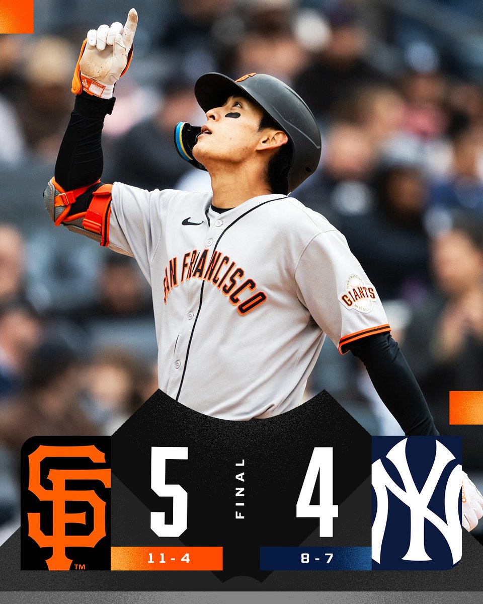 MLB's tweet photo. Jung Hoo Lee hits two home runs as the @SFGiants take 2 of 3 in The Bronx. https://t.co/vUAcXdutsa