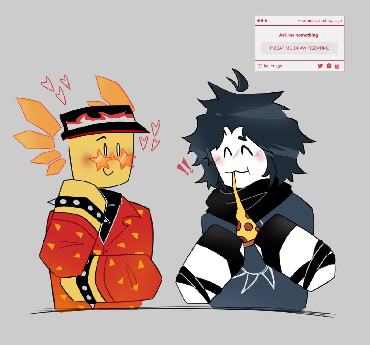 Oh, sorry for the delay #pizzatime #forsaken #robloxart